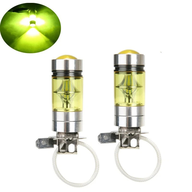 2 x H3 100W 2828SMD LED Car Fog Light Tail Lamps Bulbs Yellow 12-24V
