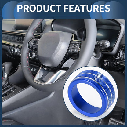 3 x Blue Media Volume Switch Knob Cover Ring for Honda CR-V (2023-2024)