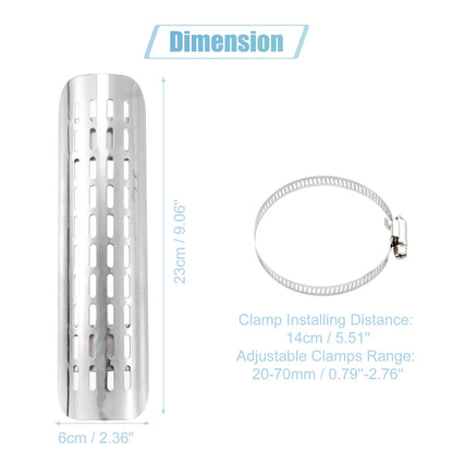 Set Motorcycle Exhaust Pipe Heat Shield with 20mm-70mm Clamps Silver Tone