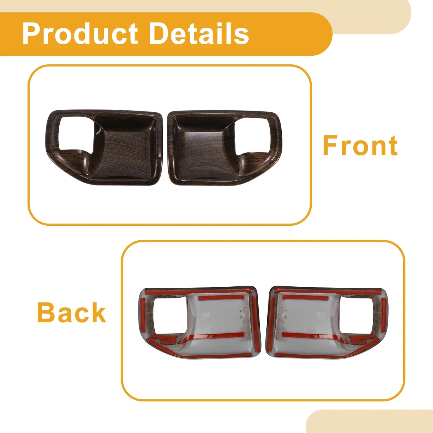 Woodgrain Brown Interior Door Handle Bowl Cover Trim for Jeep Wrangler (2007-2018)