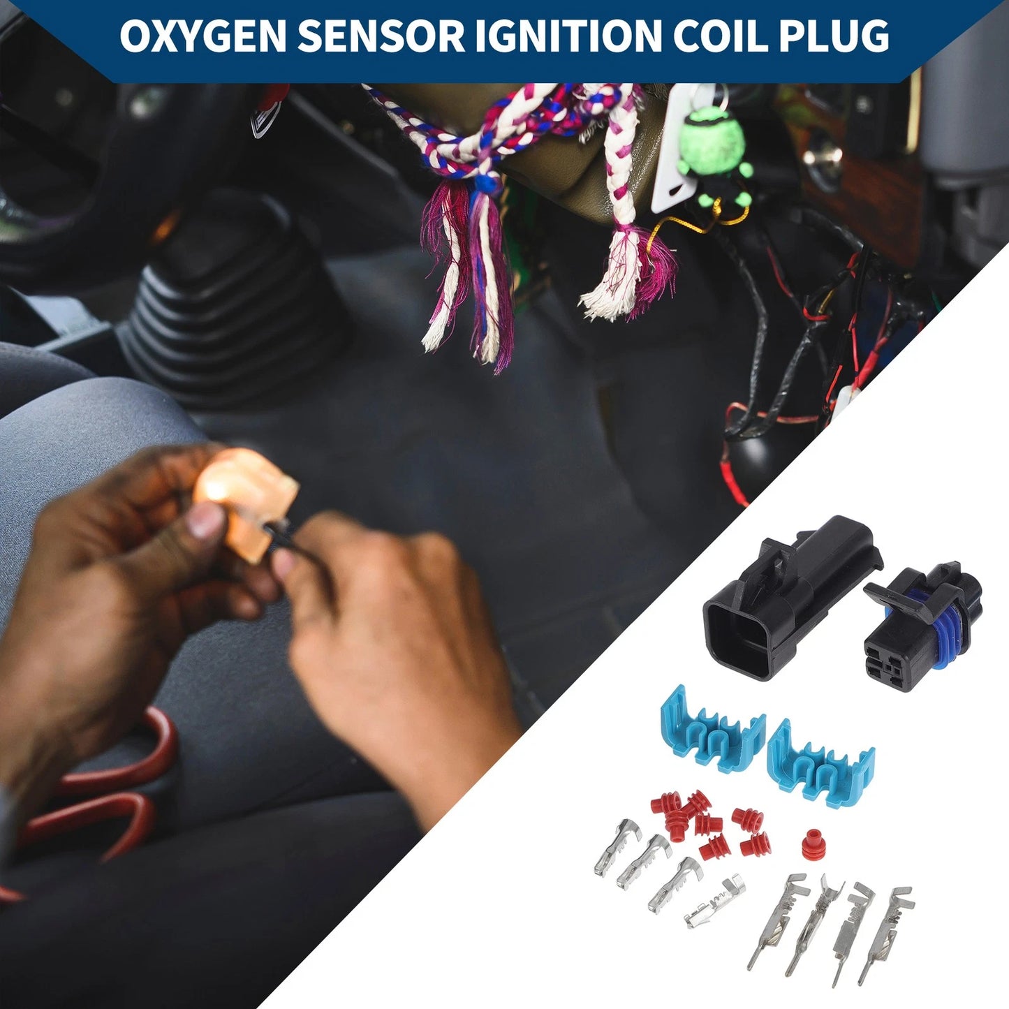 Oxygen Sensor Ignition Coil Plug for Chevy Beige Blue