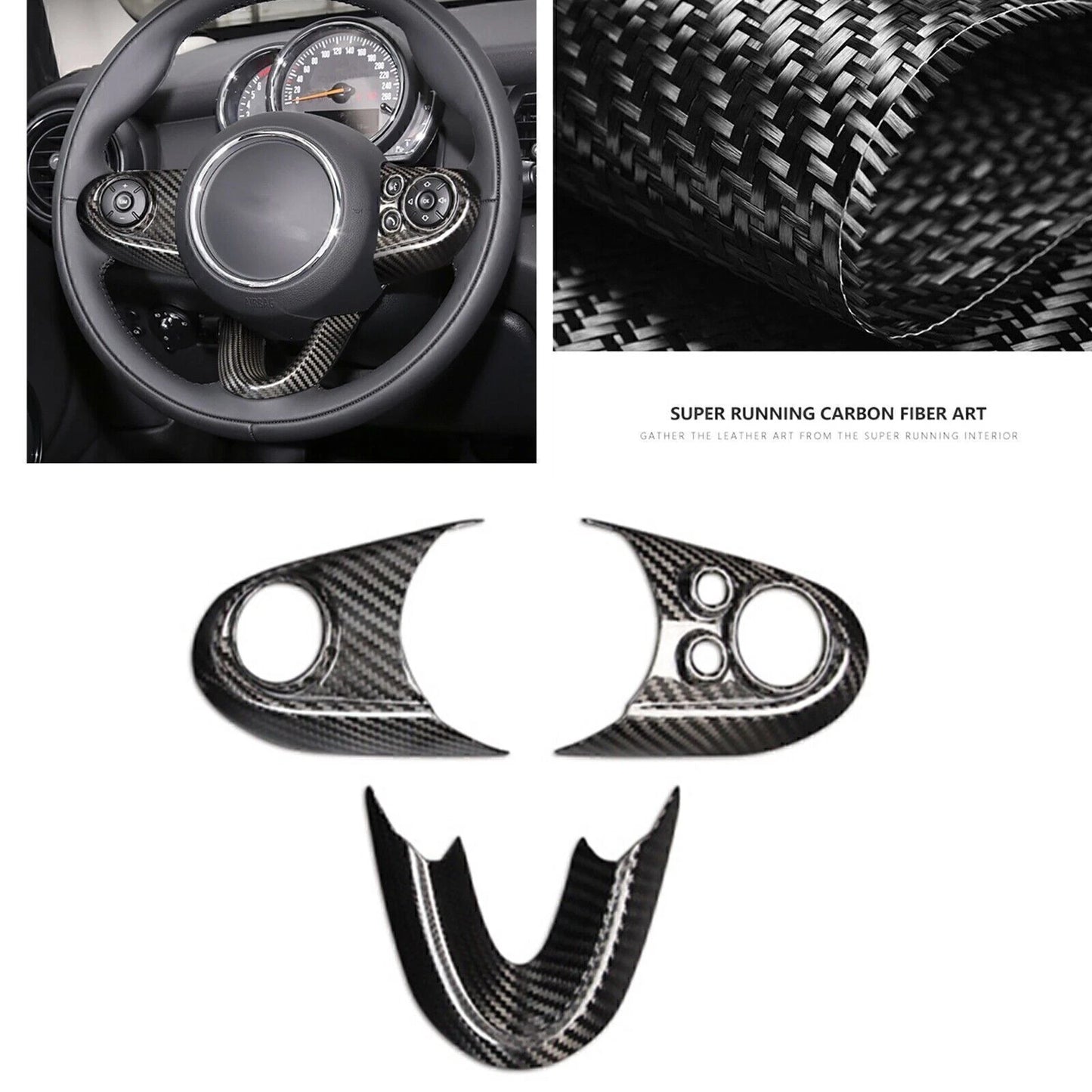 Carbon Fiber Steering Wheel Cover for Mini Cooper F54 F55 F56 F57 (2014-up)