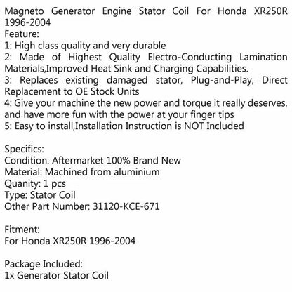Stator Coil for Honda XR250R (1996-2004)