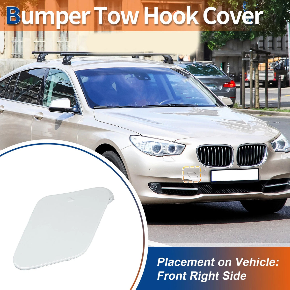Tow Hook Cover Front Right for BMW 535i 550i GT White