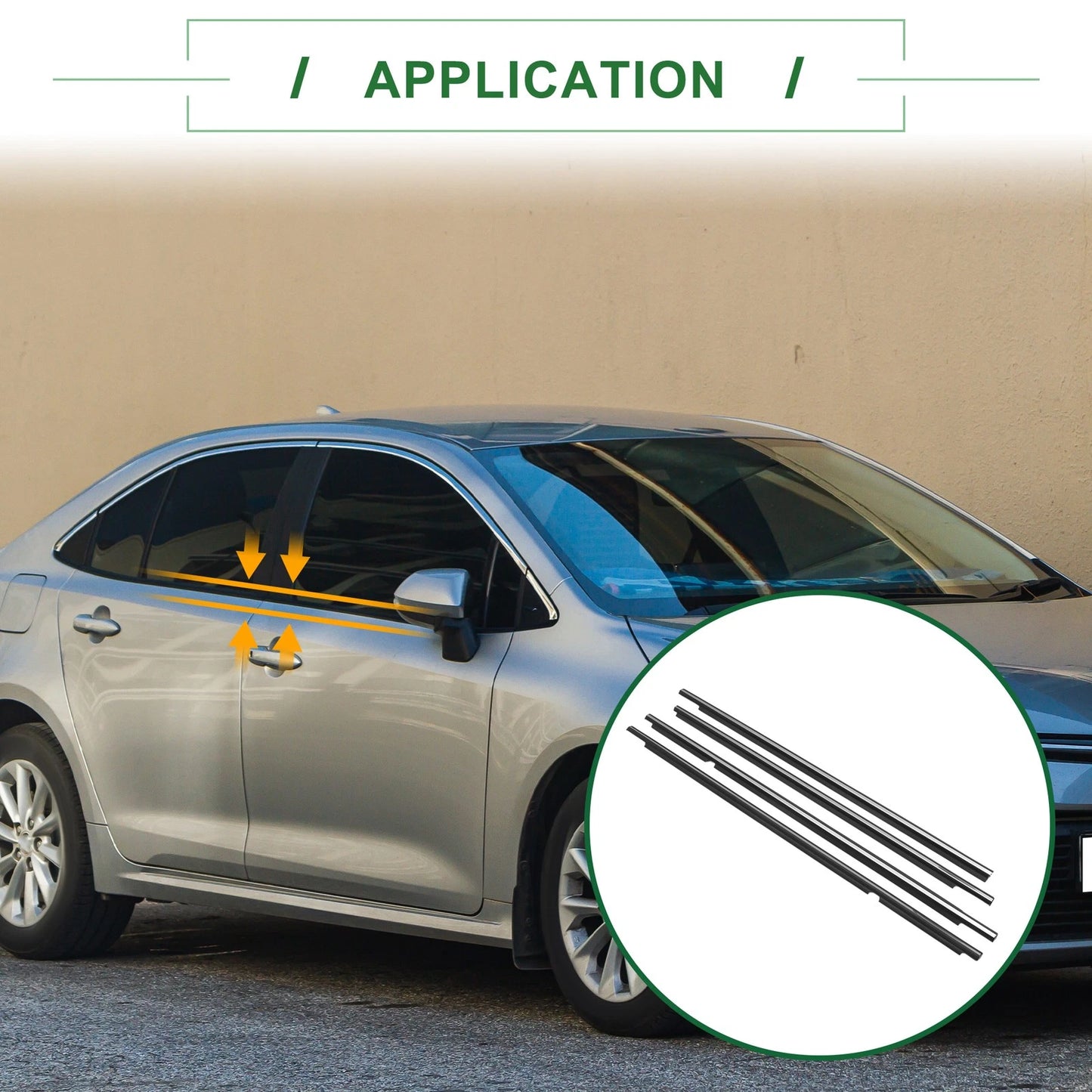 4pcs Weatherstrip Window Seal for Toyota Corolla (2005–2007)