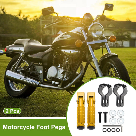 FootPegs 4.8" Rear 2x Footrest Aluminum Alloy Gold Tone for Motorcycle