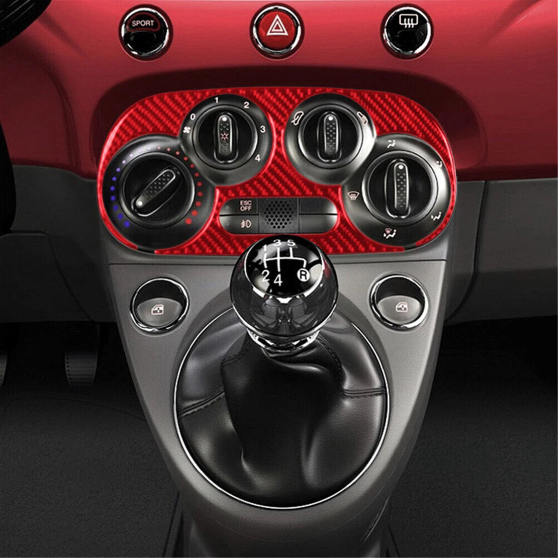 Carbon Fiber Climate Switch Panel Cover for Fiat 500 (2012-2015)
