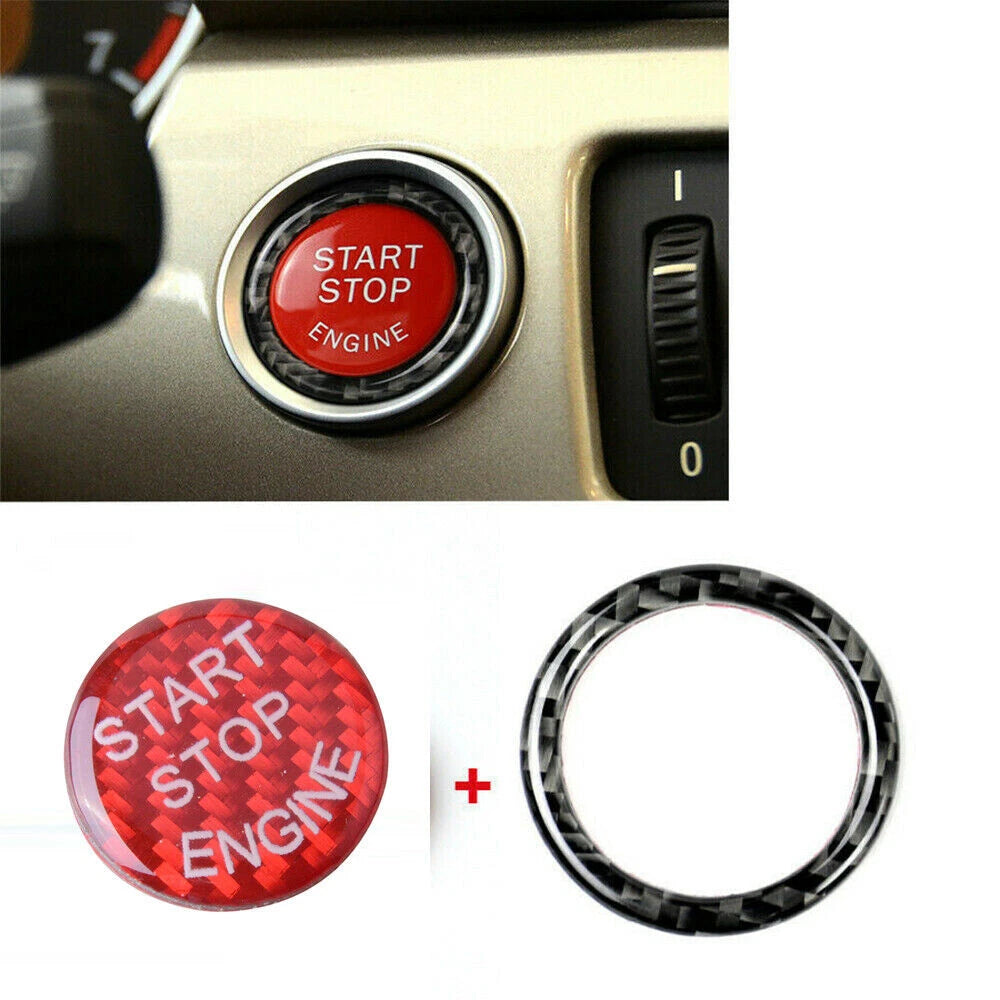 Carbon Fiber Red Engine Start Stop Button Ring for BMW E90 E92 E93 Z4