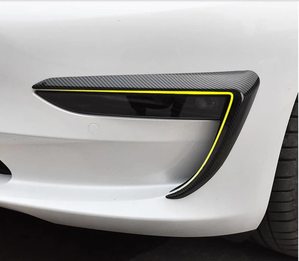 2 x Carbon Fiber Fog Light Eyebrow Covers for Tesla Model 3 (2017-2023)