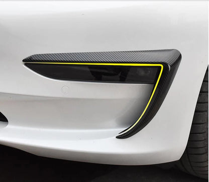 2 x Carbon Fiber Fog Light Eyebrow Covers for Tesla Model 3 (2017-2023)