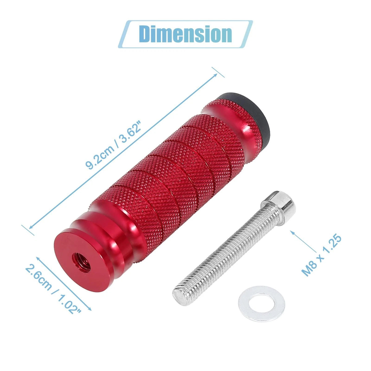 1 Pair 6mm Aluminum Rearset Footrest Footpeg Red for Motorcycle
