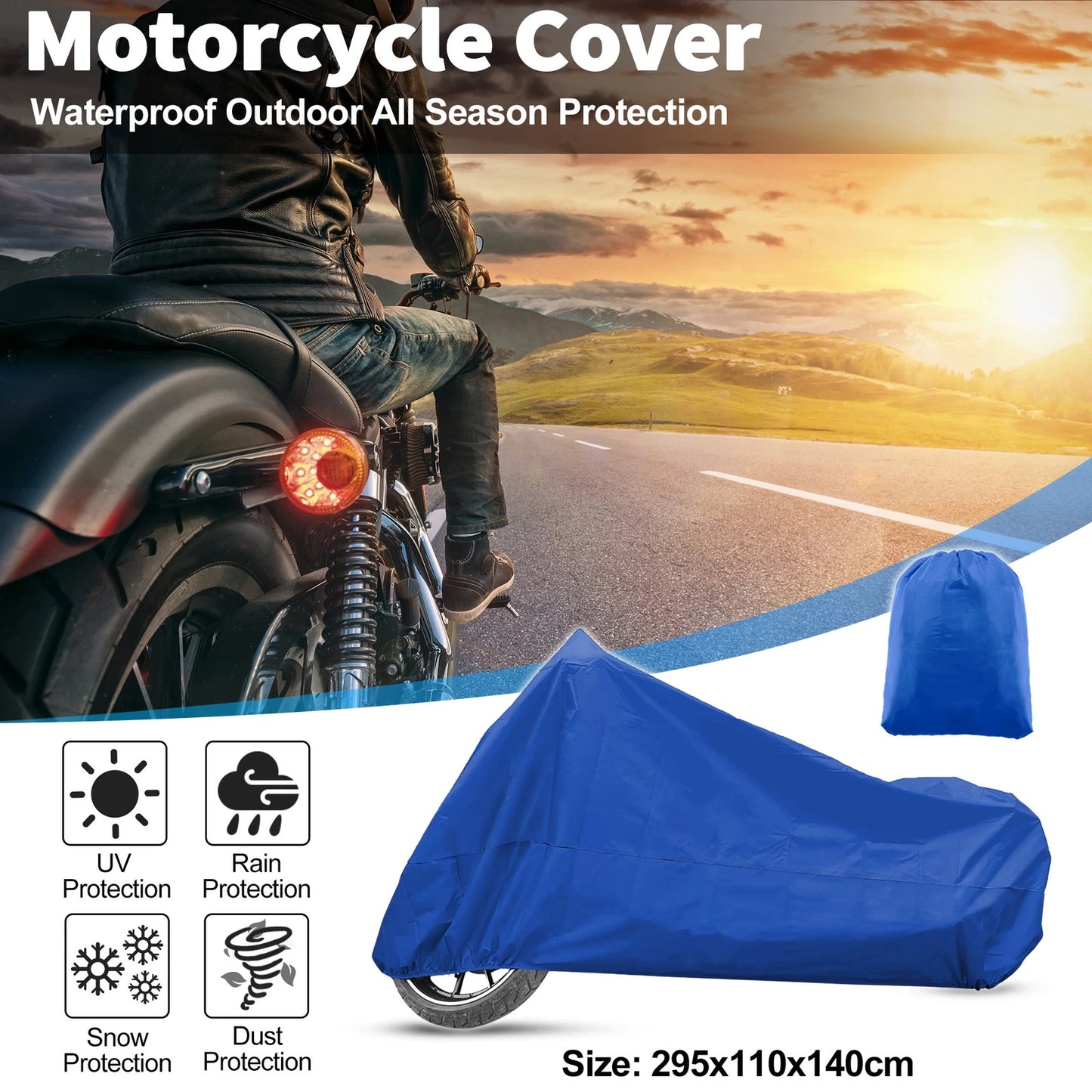 XXXL Motorcycle Cover for Universal Scooter Waterproof Blue