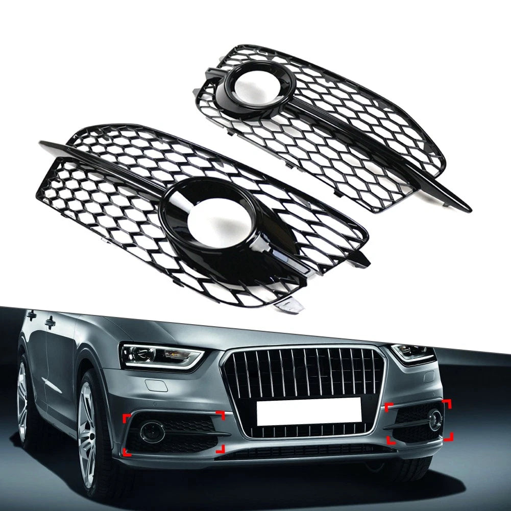 Honeycomb Front Grille Fog Light Covers for Audi Q3 (2012-2014)