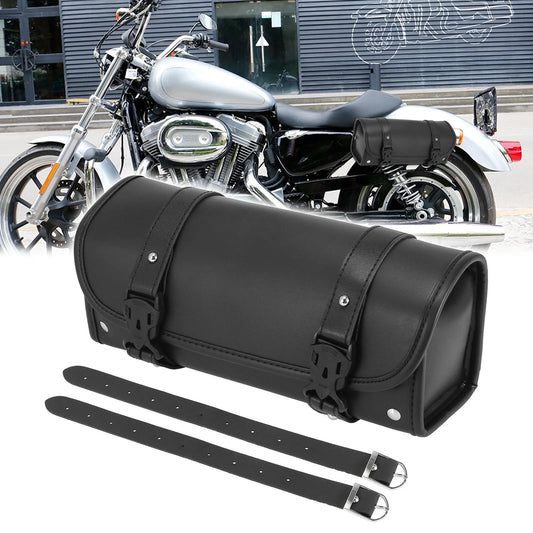 Fork Handlebar Tool Bag for Motorcycle Waterproof Faux Leather Black