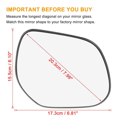 Right Side Heated Mirror Glass w/ Backing Plate for Mitsubishi Outlander (2003-2023)