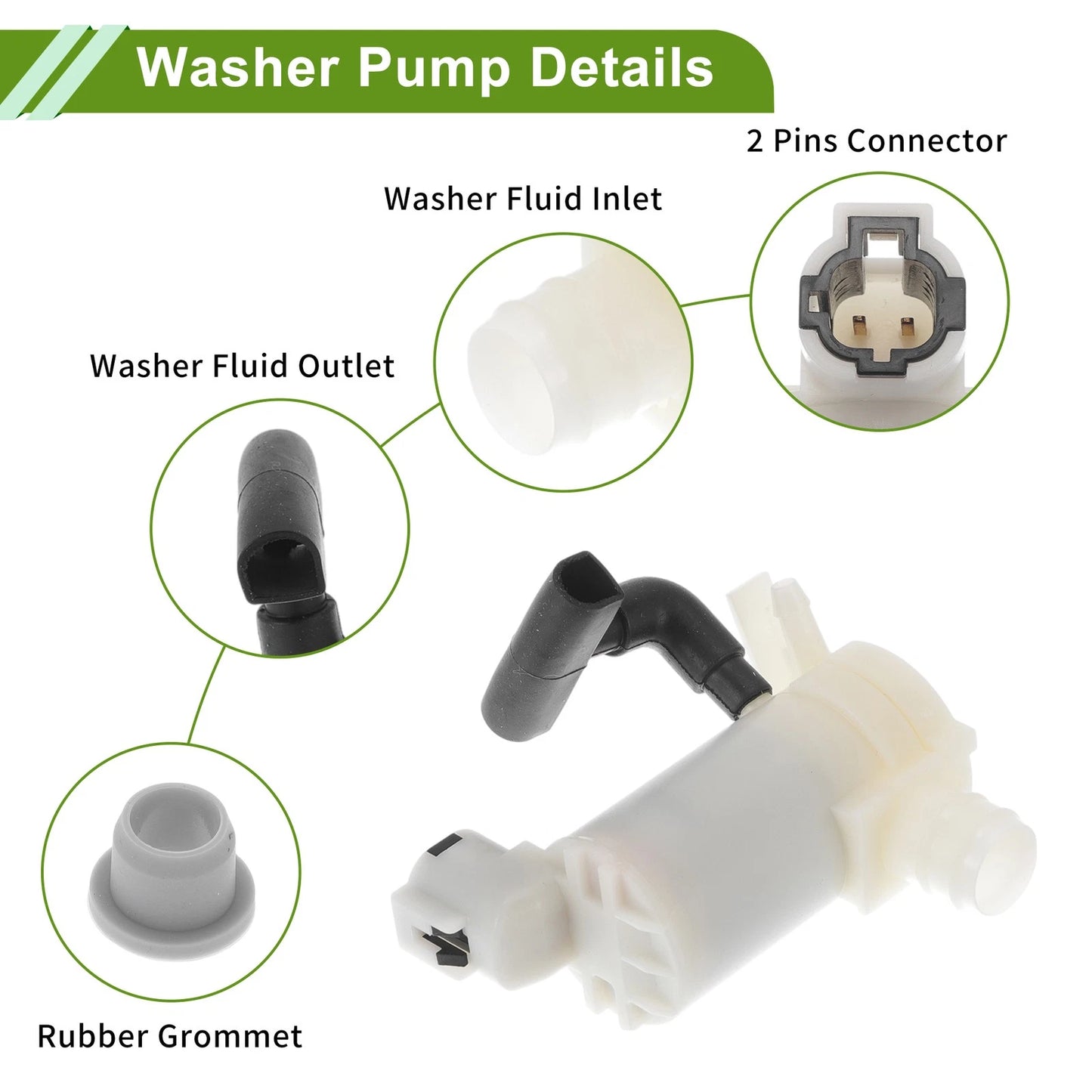 Washer Pump w/Grommet for Nissan Pathfinder (1996-2004)