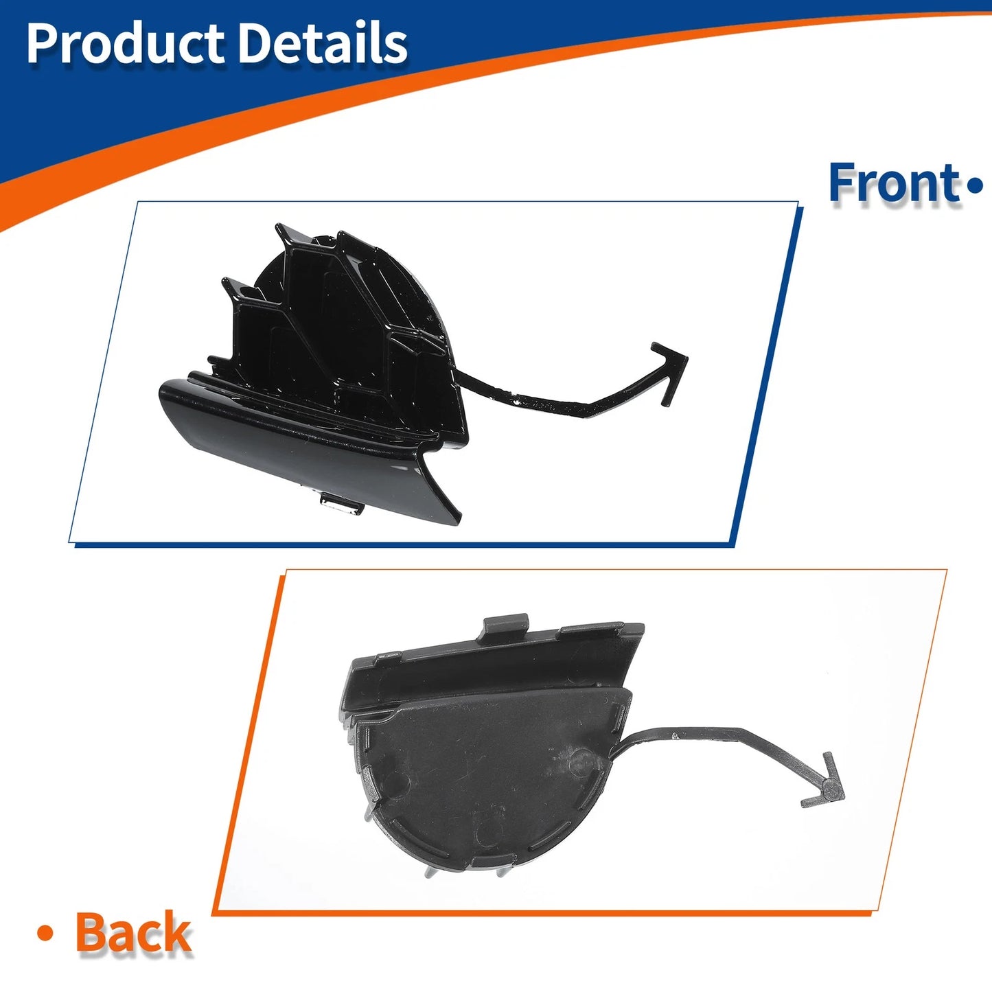 Front Right Side Bumper Tow Hook Cover for Ford Focus (2014-2018) Gloss Black