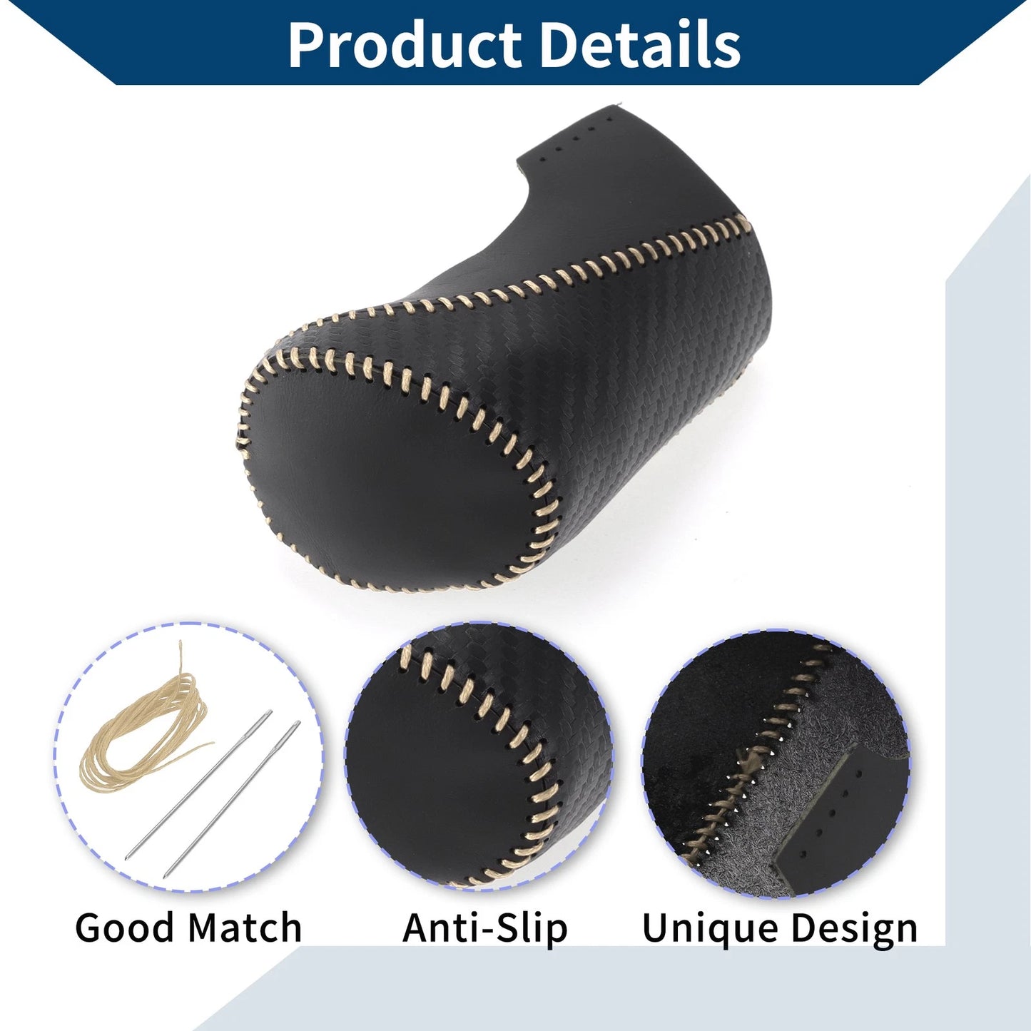 Gear Shift Knob Cover for Chevrolet Malibu Black Carbon Fiber Beige
