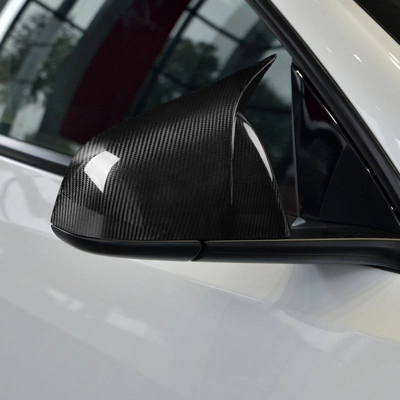 Real Carbon Fiber Stick-on Side Mirror Caps Cover For Tesla Model Y 2021-24 LHD