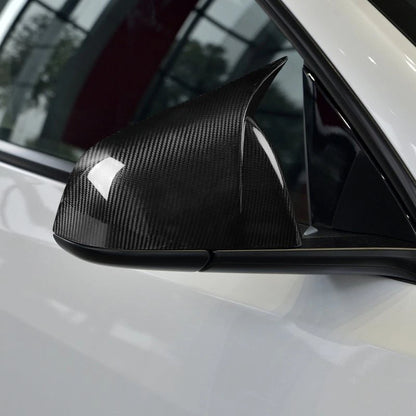 Real Carbon Fiber Stick-on Side Mirror Caps Cover For Tesla Model Y 2021-24 LHD