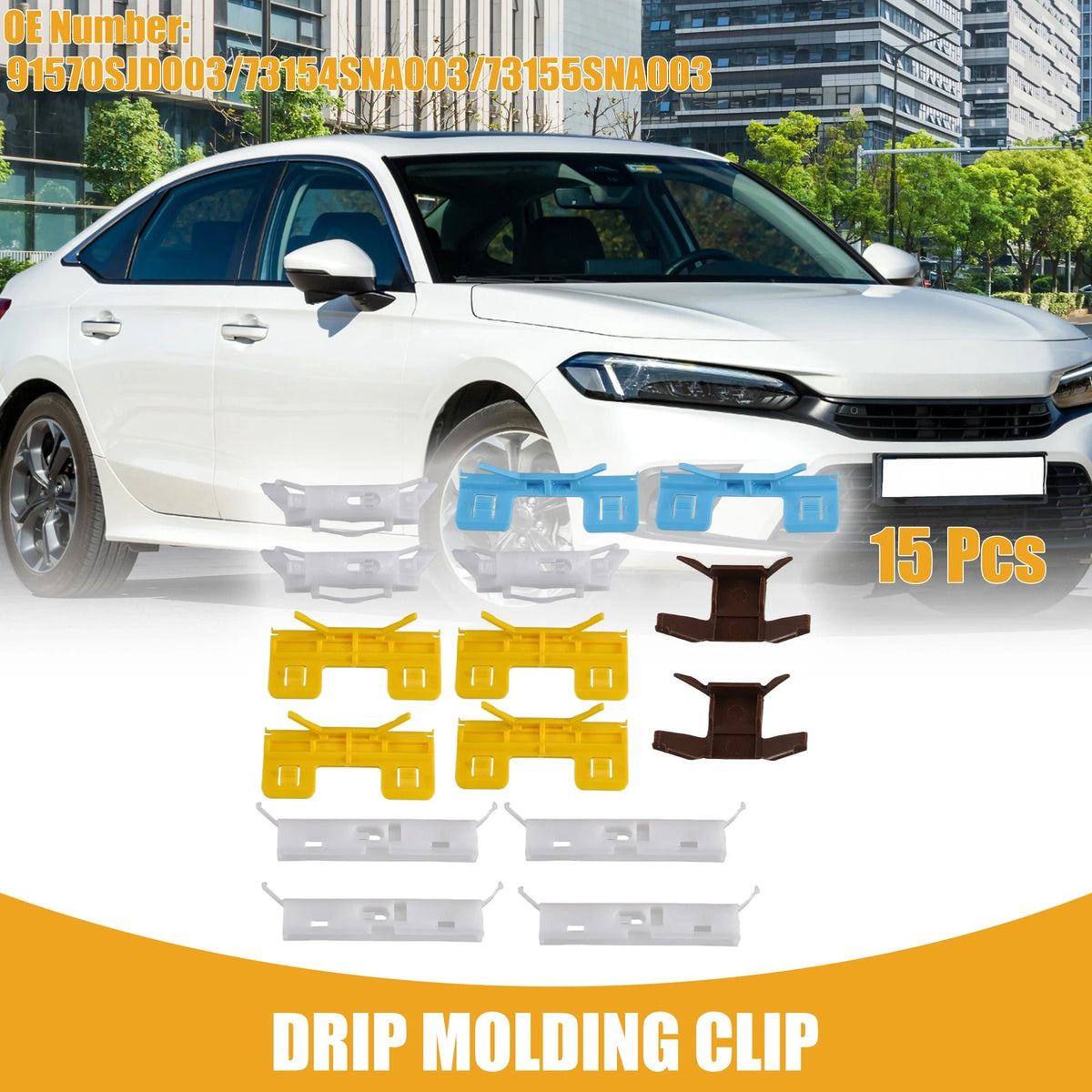 15 x Roof Windshield Fastener Clips for Honda Civic (2006-2011)
