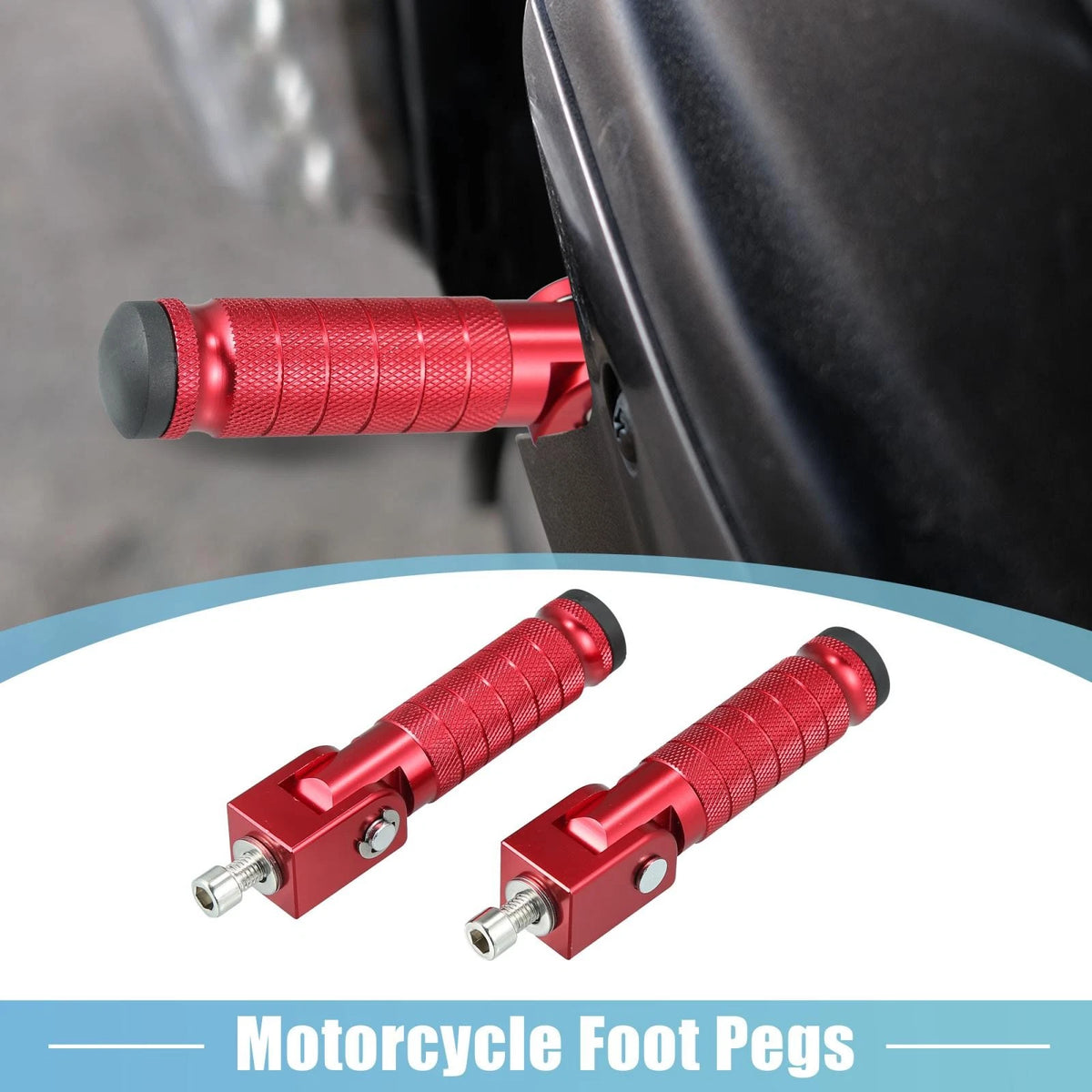 Pair 7mm Aluminum Alloy Rearset Fold Footrest Footpeg Red for Motorcycle