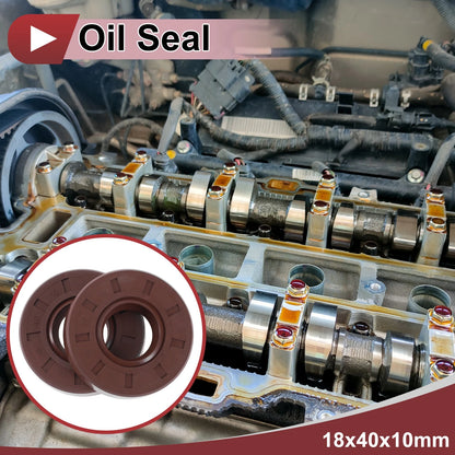 Oil Seal 2 x Seal Ring Rotary Shaft Seal FKM Rubber 18x40x10mm Brown