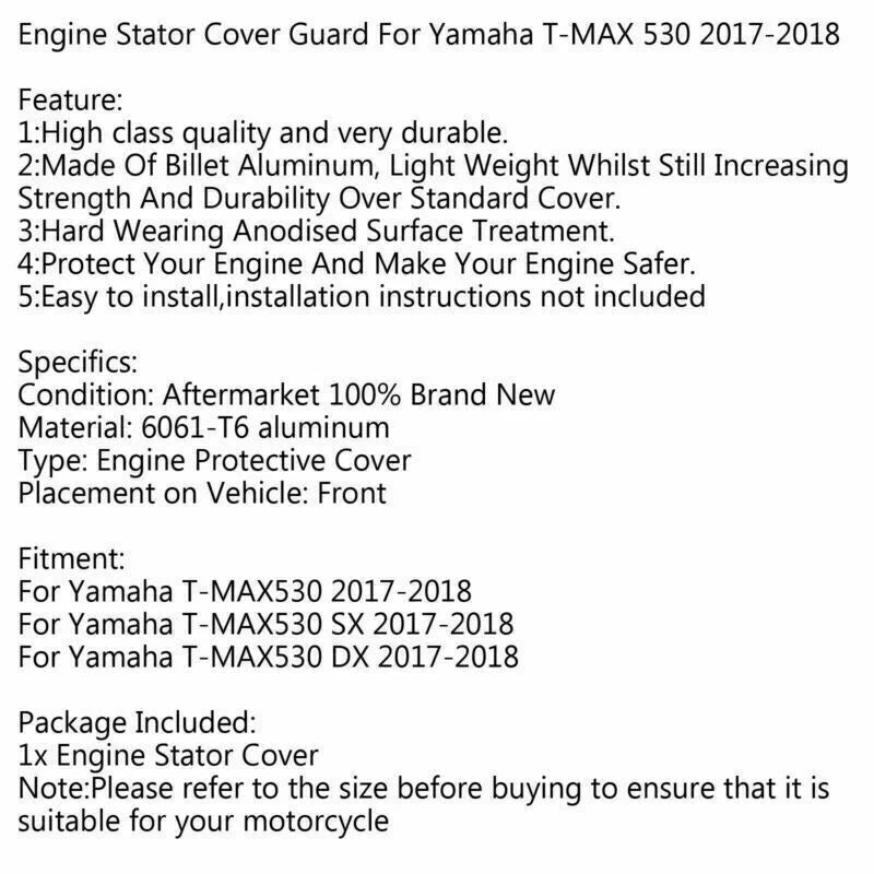 Engine Cover for Yamaha T-MAX 530 TMAX530 SX (2017-2018) Silver