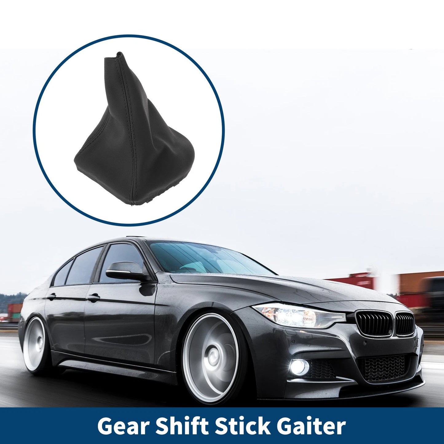 Car Gear Shift Stick Gaiter Black Leather for BMW E60 E61 (2004-2008)