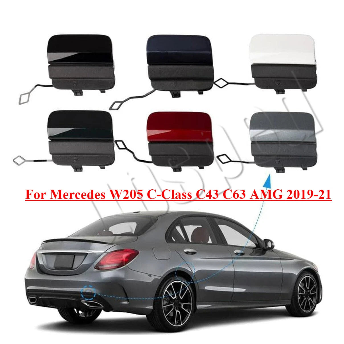 Rear Bumper Tow Hook Eye Cover Cap for Mercedes C-Class (2019–2021)