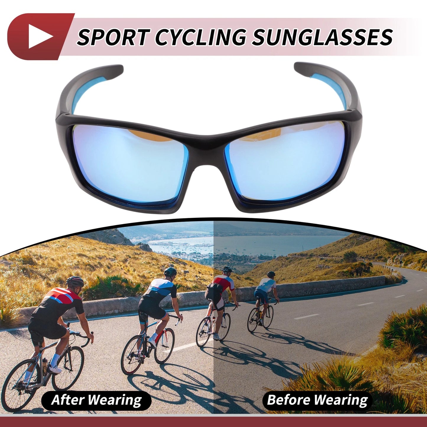 Motorcycle Goggles Blue Lens Black Frame Tri-acetel Cellulose for Motorcycle