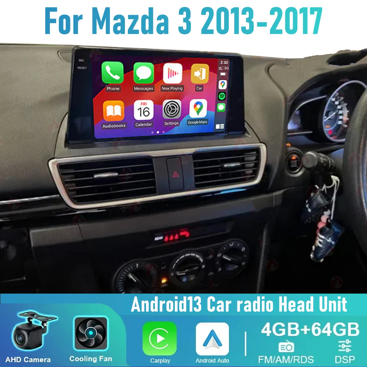 9" Apple Carplay Android Auto Sat Nav Radio for Mazda 3 (2013 - Present)