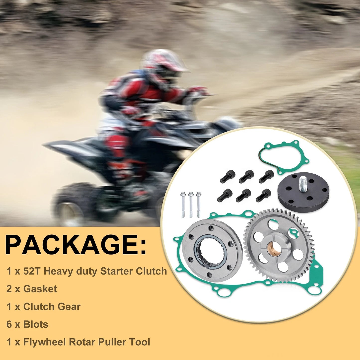 Starter Clutch w/Gear Gasket Bolts Puller for Yamaha Raptor 660R 2004-2005