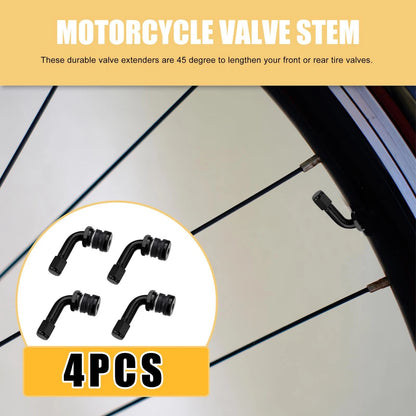 4pcs 90-Degree Tyre Valve Stem Extender Black for Motorcycle