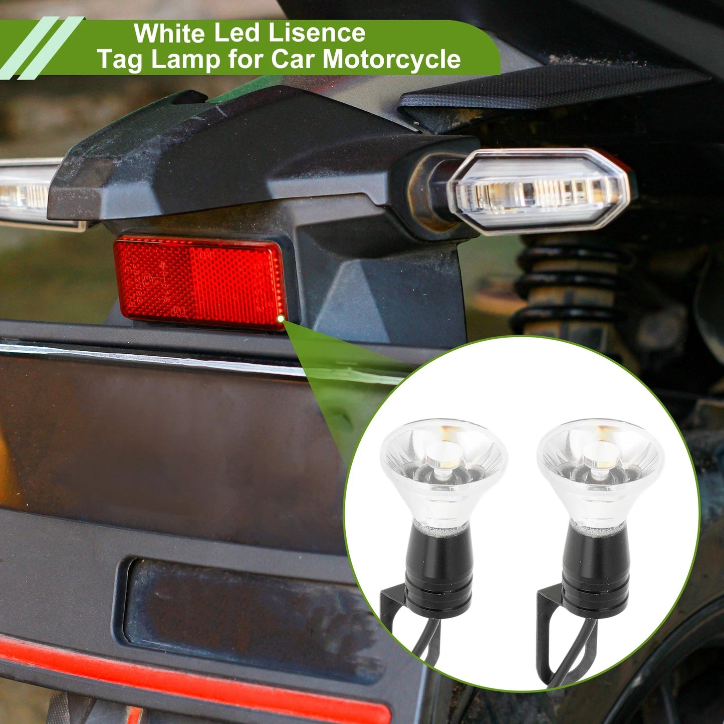 2 x Pcs License Plate Light Led Tag Lamp for Car Motorcycle Waterproof White