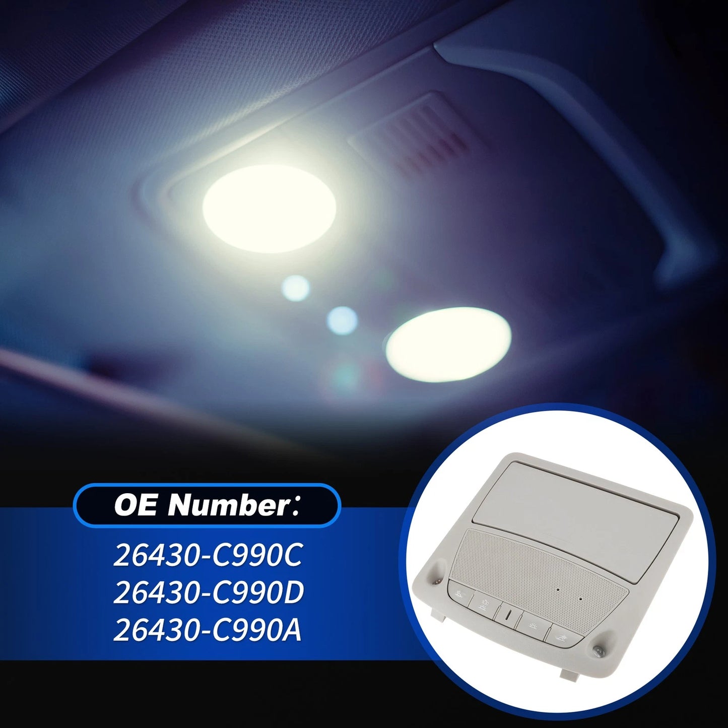 Dome Light Overhead Console for Nissan Altima, Sentra (2013-2018) Beige