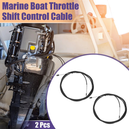 2 x Marine Throttle Control Cable Black with Fastening Head for Boats