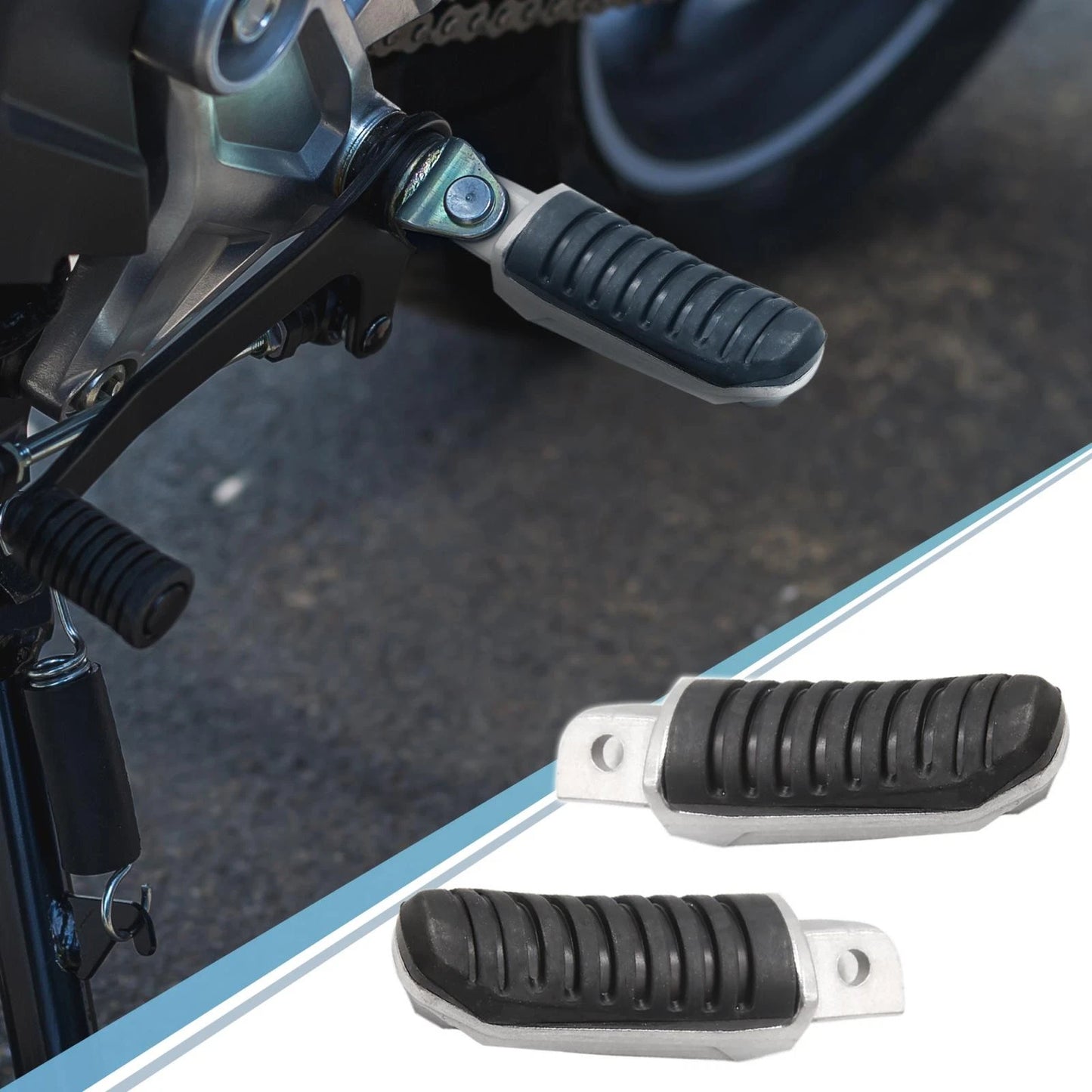 1 Pair 8mm Aluminum Alloy Footrest Footpeg for Motorcycle