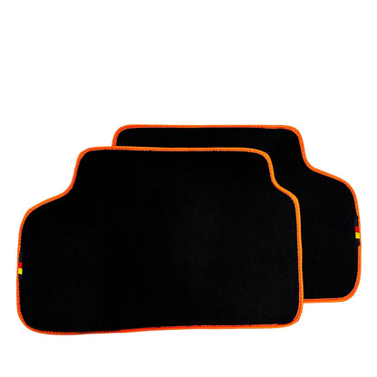 Black Floor Mats for BMW 7 Series E66 Long 2 x (2001-2008) Orange Trim