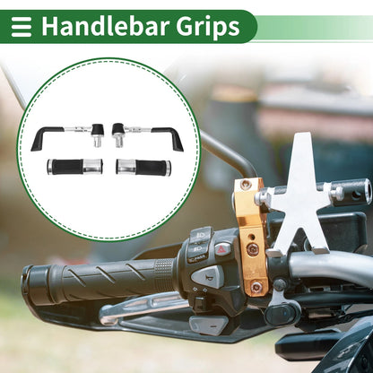 Motorcycle Hand Grips Cover Kit for Handlebar End Grips Silver Rubber
