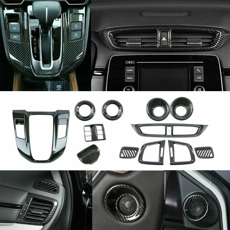 12x Interior Decoration Trim Cover Carbon Fiber for Honda CR-V (2017–2022)
