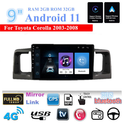 9" Android 11 Stereo Radio  32GB GPS for Toyota Corolla (2003-2008)