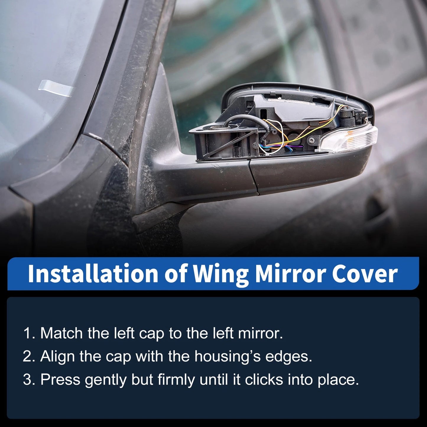 Left Car Mirror Cover for Toyota RAV4 2019-2025, Replacement Cap