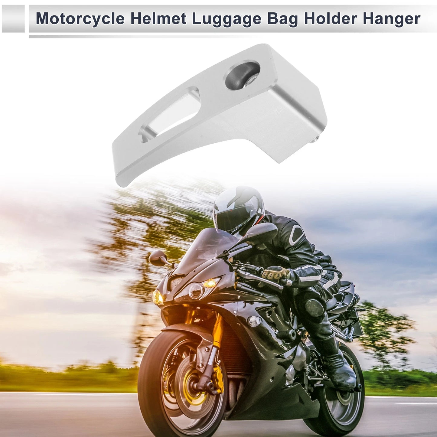 Rectangular Slot Motorcycle Hanging Hook 1 Set Silver Tone 61mm for Motorcycle