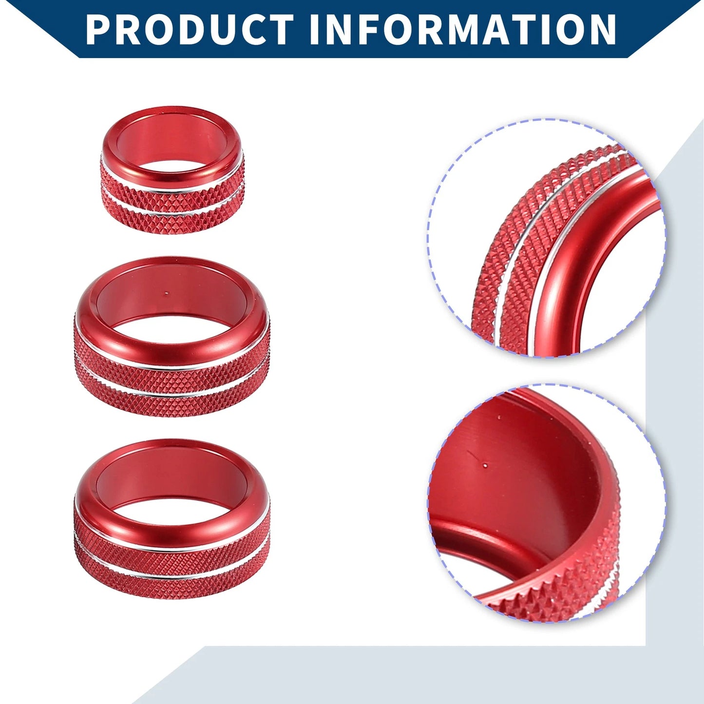 AC Radio Volume Knob Cover Ring for Toyota Supra 2018-2022 - Red 3 x Pcs