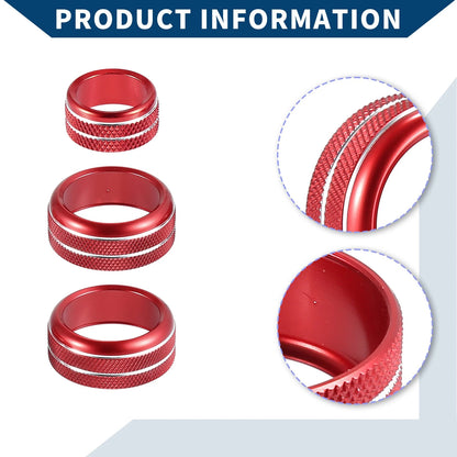 AC Radio Volume Knob Cover Ring for Toyota Supra 2018-2022 - Red 3 x Pcs