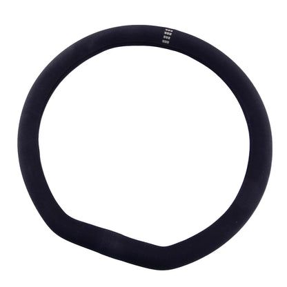 38cm D Shape Black Faux Suede Steering Wheel Cover for Universal Cars