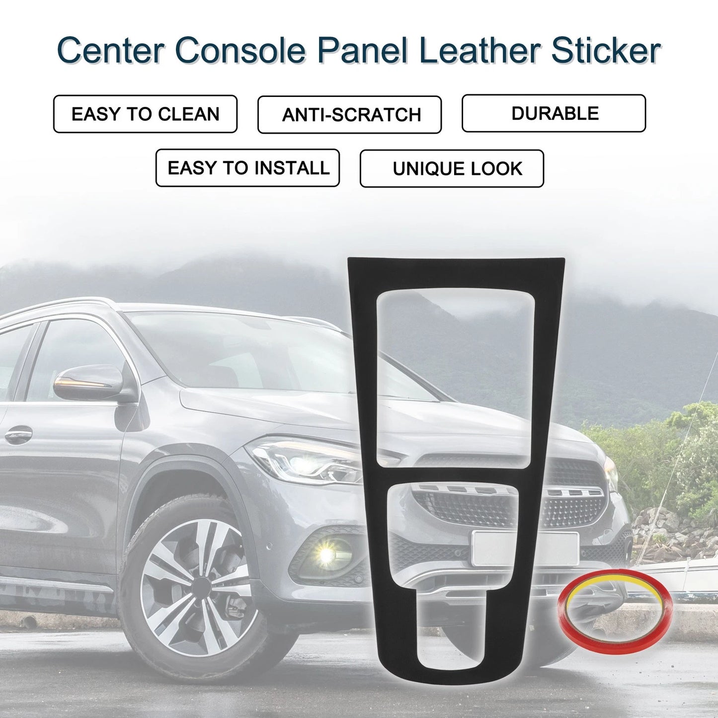 Center Console Panel Sticker for Mercedes-Benz GLA GLB EQA Matte Black (2020-2023)