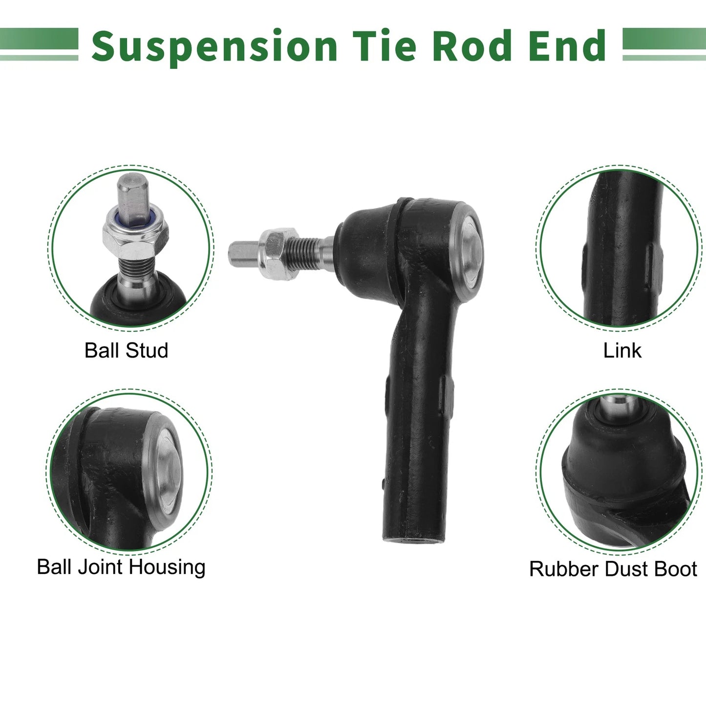 6 Pcs Front Outer Tie Rod Ends & Ball Joints for Dodge Dakota (2000-2004)