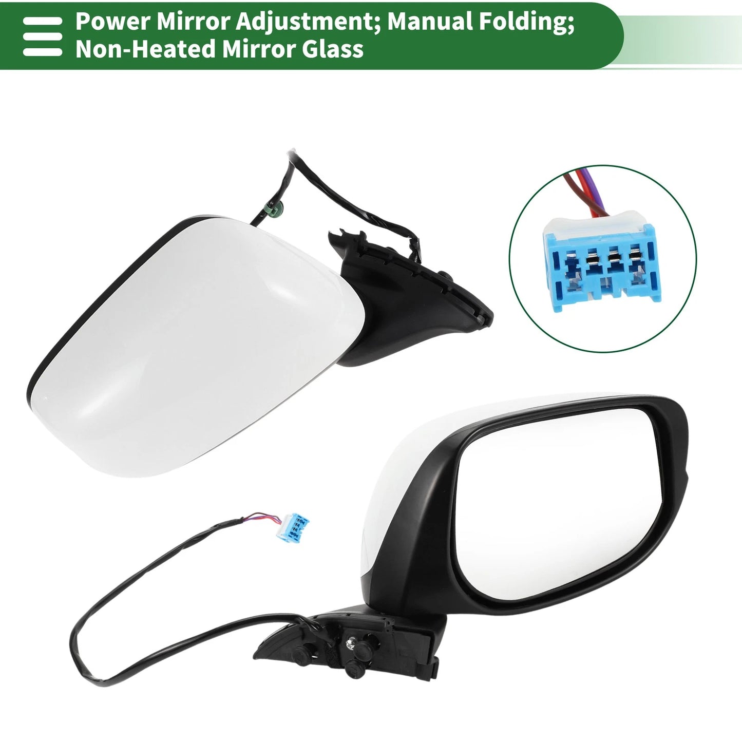 Right Side Door Mirror Replacement for Honda Fit (2009-2014) Manual Folding White